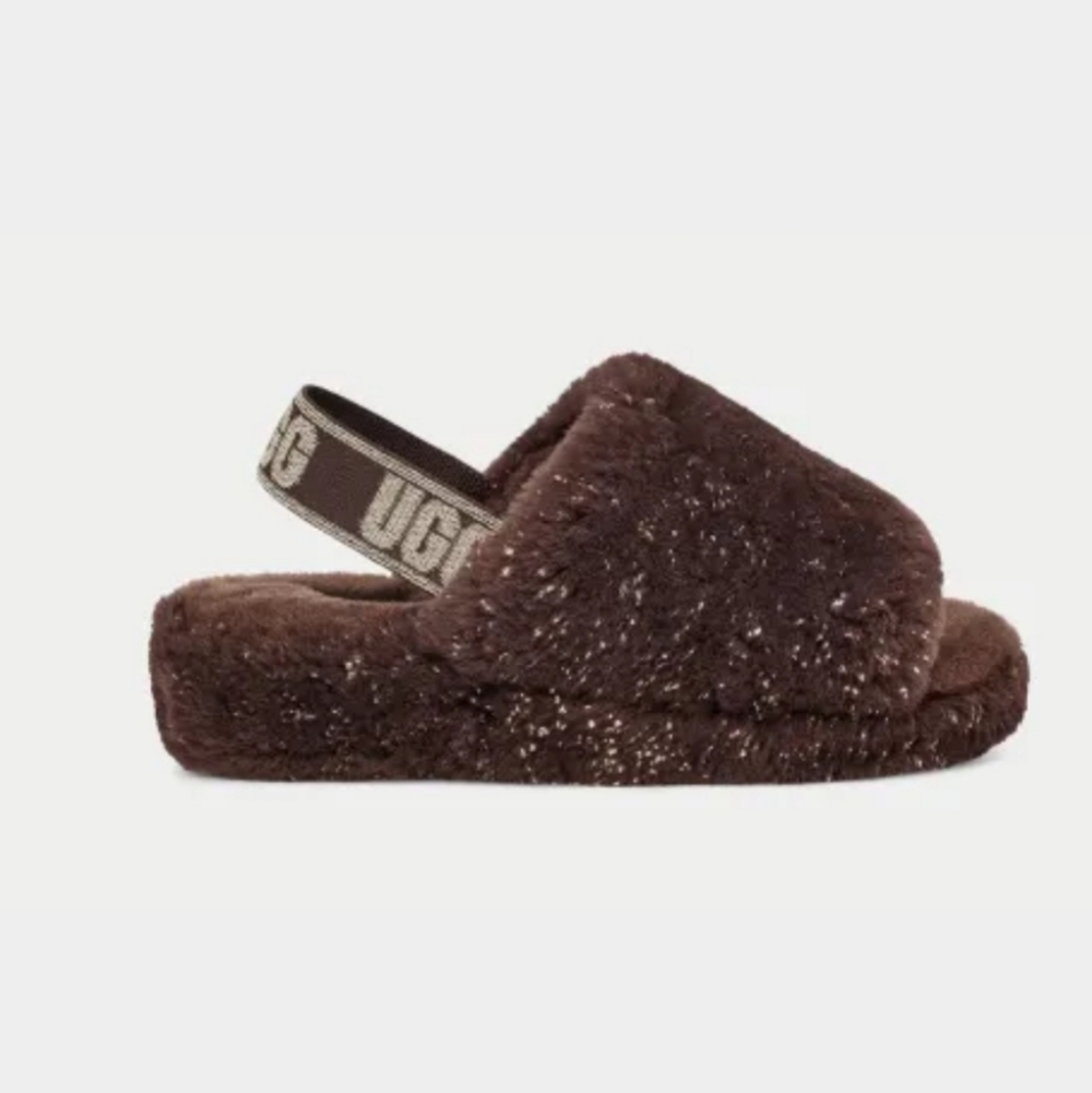 UGG Women's Fluff Yeah Sparkle, Burnt Cedar,‎ Size 7 -New in Box - Picture 2 of 16